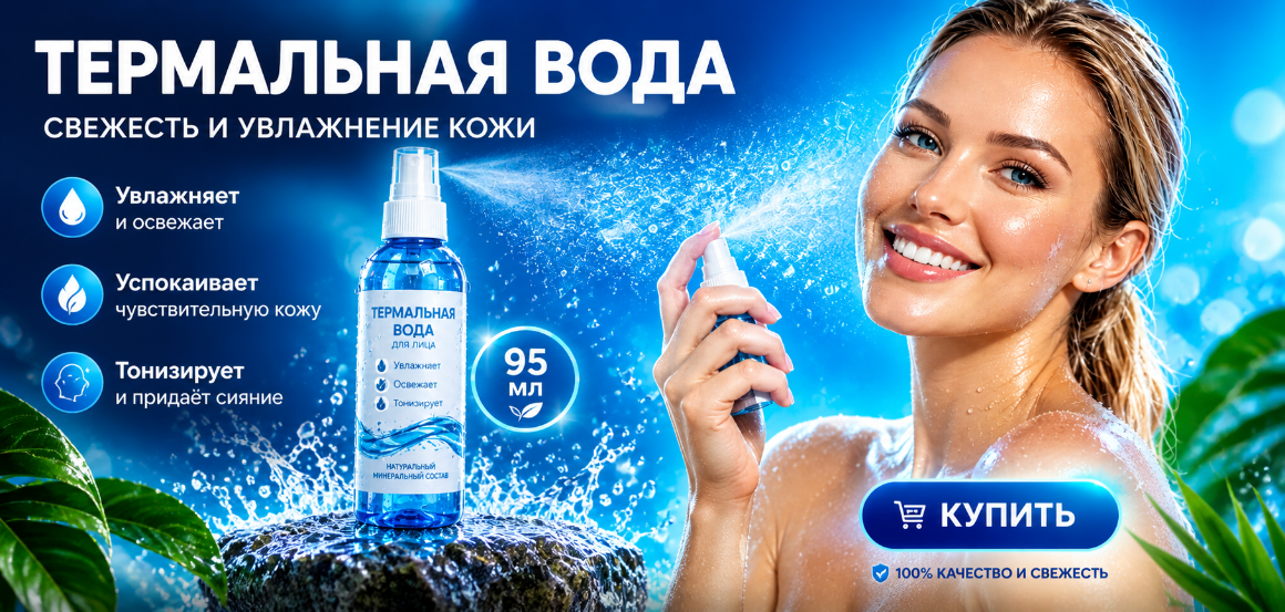 Увлажняющий спрей для нежного ухода за кожей лица.