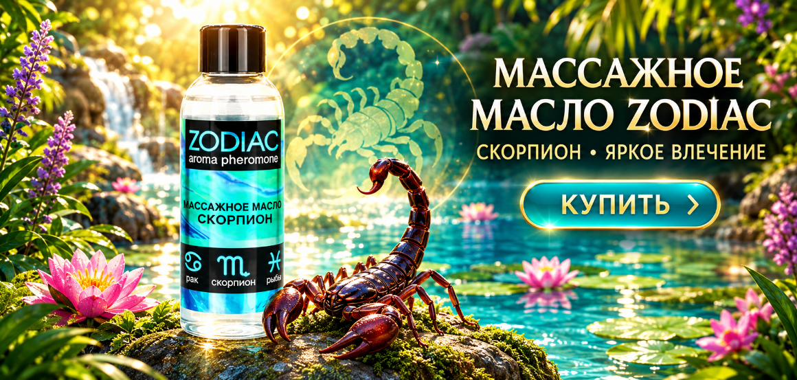 Массажное масло с феромонами ZODIAC AQUA - скорпион 75 мл